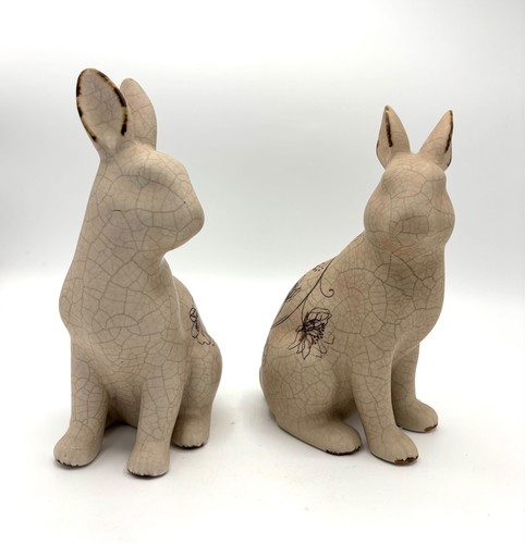 Pair raku style ceramic - raku, rabbit