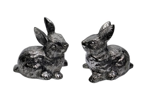 Rabbit pair metal easter bunny - metal,