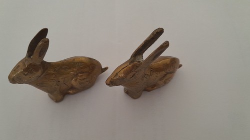Pair vintage brass rabbit - vintage,