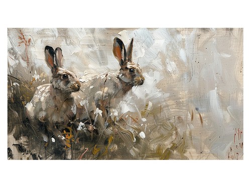 Rabbit pair impressionist - rabbit,