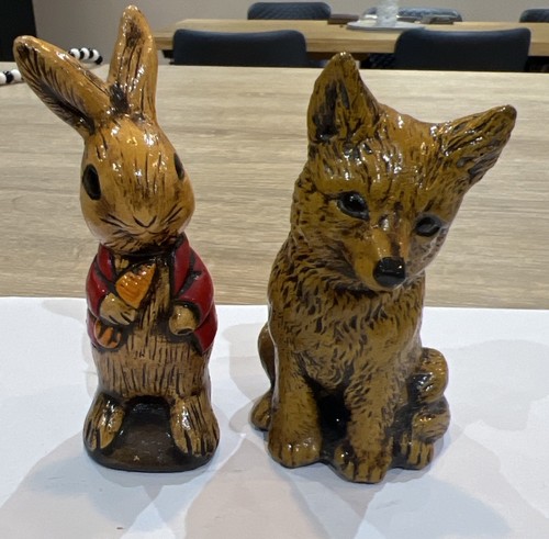 Vintage rabbit fox figurines - vintage, &