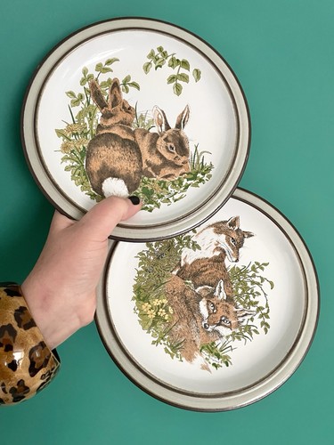 Pair vintage animal plates - of,