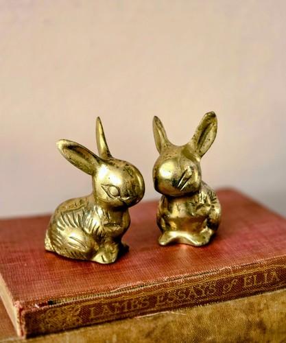 Vintage solid brass rabbit - vintage,