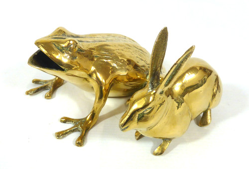 Pair brass animal figurine - of,