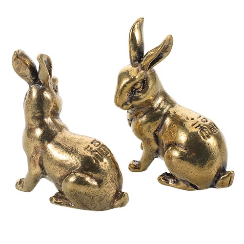 Solid brass rabbit - brass, figurine