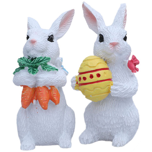 White resin rabbit pair - resin,