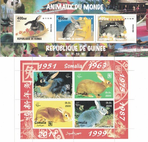 Rabbit pair mnh stamp - rabbit,