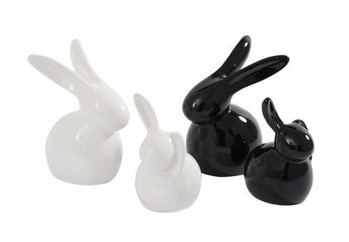 Pair rabbits black white - of,