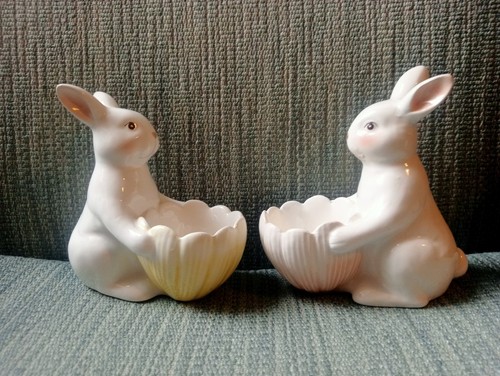 Pair ceramic rabbit egg - pair,