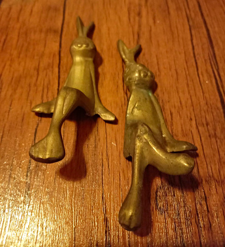 Pair small brass rabbit - of,