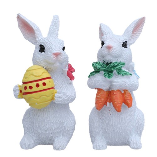 Easter rabbit pair resin white - pair,