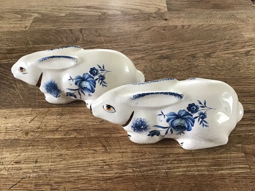 Pair vintage ceramic - pair, rabbit