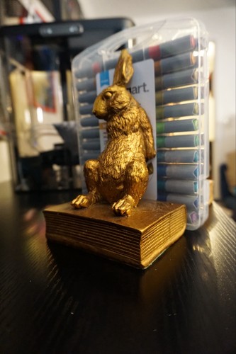 Rabbit bookends pair set - pair, gold