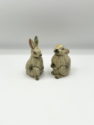 Pair glazed ceramic rabbit - glazed,