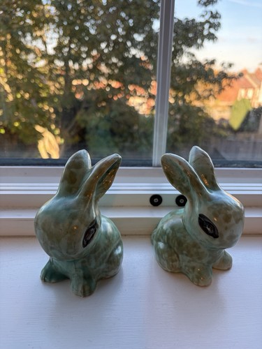 Pair sylvac green pottery - pair,