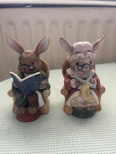 Pair rabbit figurines - pair, of